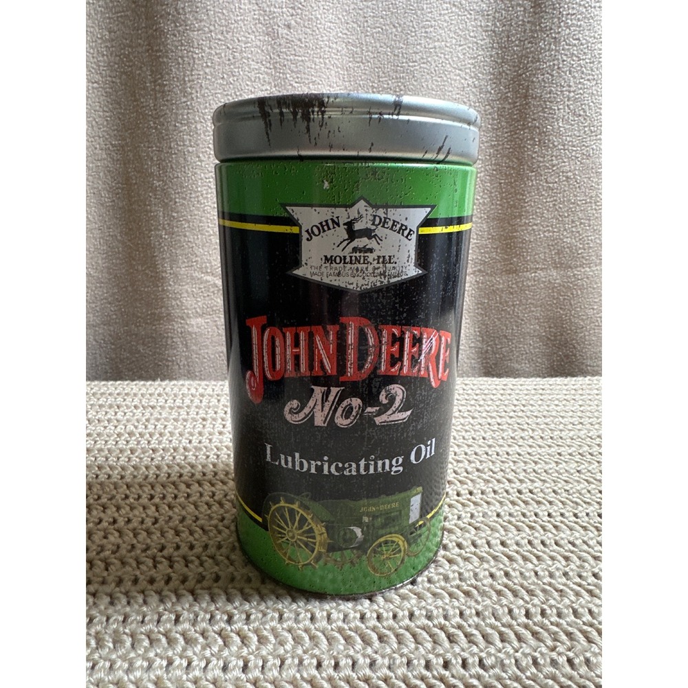 John Deere No 2 Lubricating Oil Collector Tin Bank Vintage Style Moline IL Logo